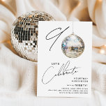 Minimalist 90th Disco Ball Birthday Party Invitation<br><div class="desc">Celebrate the milestone of turning 90 with our chic and minimalist 90th Birthday Party Invitation! This invitation sets the stage for a memorable celebration, featuring the numerals '90' with a unique twist - the '0' is a sparkling disco ball, shining on our crisp white background. The modern party template complemented...</div>