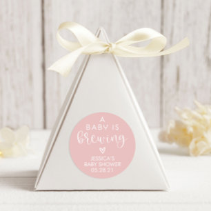 Minimalist A Baby is Brewing Baby Shower Favour Classic Round Sticker