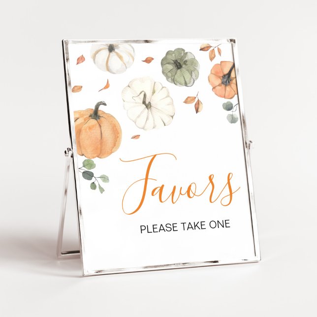 Minimalist A Little Pumpkin Baby Shower Favours Poster (A Little Pumpkin Baby Shower Favors Sign)