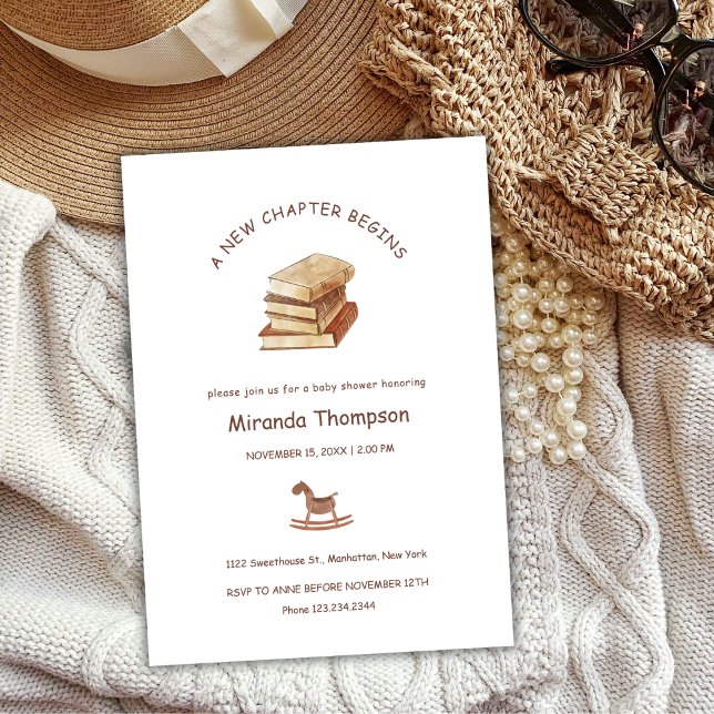 Minimalist A New Chapter Begin Book Baby Shower  Invitation (Minimalist A New Chapter Begin Book Baby Shower Invitation)