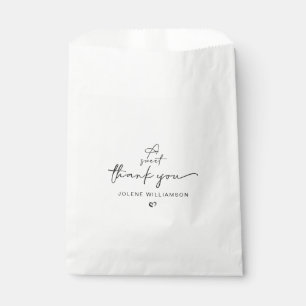 Minimalist A Sweet Thank You Script Heart Favour Bag