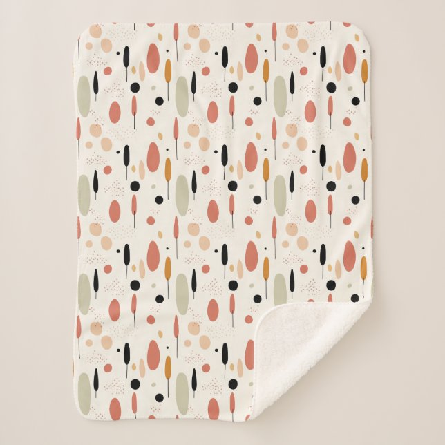 Minimalist Abstract Boho Pattern Sherpa Blanket (Front)