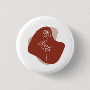 Minimalist  Abstract Boho Rose 3 Cm Round Badge