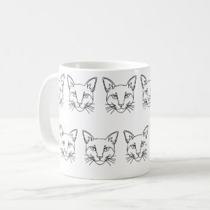 Minimalist Abstract Cat Line Art Coffee Mug