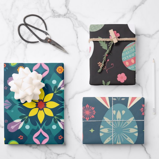 Minimalist Abstract Easter Egg Wrap Wrapping Paper Sheet (Front)