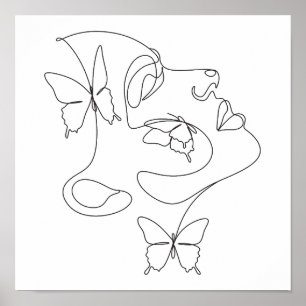 Minimalist Abstract Face Line Art Poster