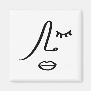 Minimalist Abstract Face Modern Art Design Magnet