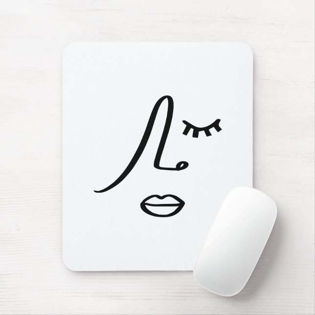 Minimalist Abstract Face Modern Art Design Mouse Pad (With Mouse)