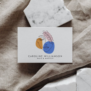 Minimalist Abstract Face Portrait Line Art Drawing Business Card