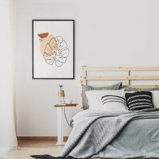 Minimalist Abstract Face Portrait Line Art Drawing Poster