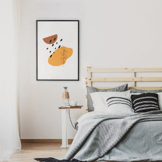 Minimalist Abstract Face Portrait Line Art Drawing Poster