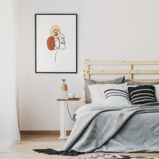 Minimalist Abstract Face Portrait Line Art Drawing Poster