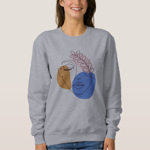 Minimalist Abstract Face Portrait Line Art Drawing Sweatshirt