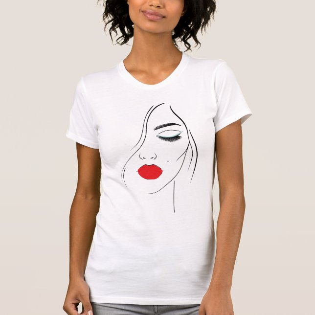 Minimalist Abstract Face Portrait Line Art Drawing T-Shirt (Front)