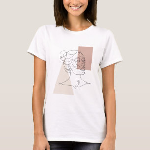 Minimalist Abstract Face Portrait Line Art Drawing T-Shirt