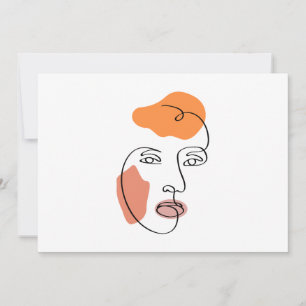 Minimalist Abstract Face Portrait Line Art Invitation