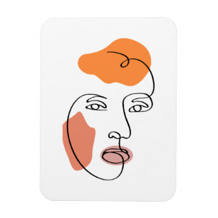 Minimalist Abstract Face Portrait Line Art Magnet