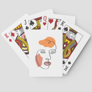 Minimalist Abstract Face Portrait Line Art Playing Cards
