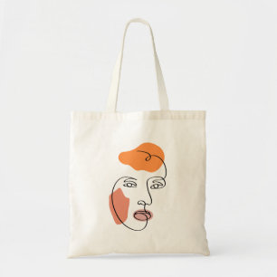 Minimalist Abstract Face Portrait Line Art Tote Bag
