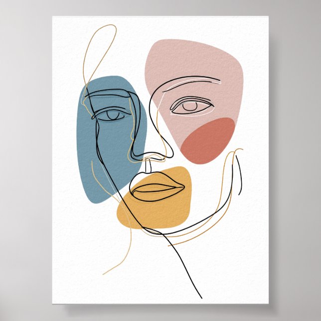 Minimalist Abstract Face Portrait one line sketch Poster (Front)