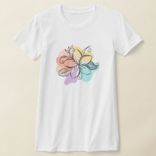 Minimalist Abstract Floral Line Art T-Shirt