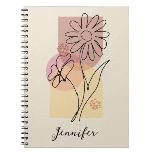 Minimalist abstract flower line art notebook