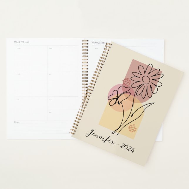 Minimalist abstract flower line art  planner (Display)