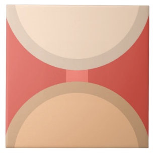 Minimalist Abstract Geometric Art Earth Tones Ceramic Tile