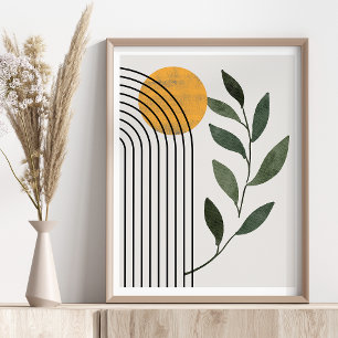 Minimalist Abstract Geometric Botanical Art Poster