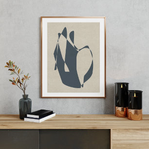 Minimalist Abstract Geometric Grey Neutral Shape Poster