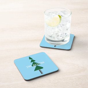 Minimalist Abstract Green Chic Christmas Tree Coaster
