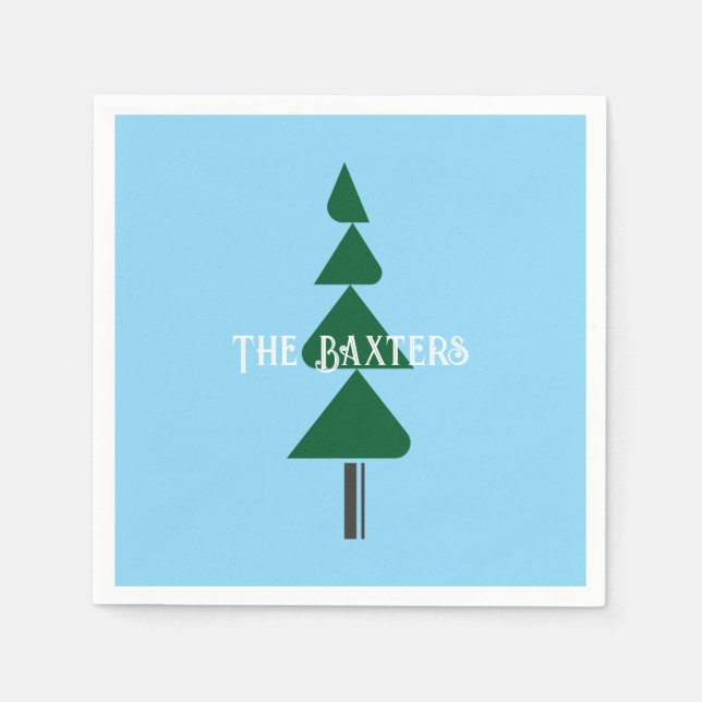 Minimalist Abstract Green Chic Christmas Tree Napkin (Front)