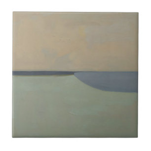 Minimalist Abstract Horizon Soft Neutral Landscape Ceramic Tile