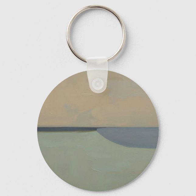 Minimalist Abstract Horizon Soft Neutral Landscape Key Ring (Front)