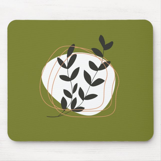 Minimalist abstract in pretty colour Olive green Mouse Pad (Front)