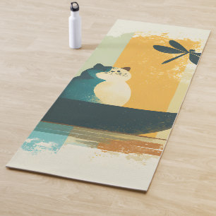 Minimalist Abstract Lake Chubby White Cat Canoe Yoga Mat