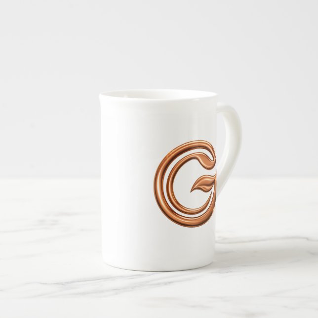 Minimalist Abstract Letter G  Bone China Mug (Front Right)