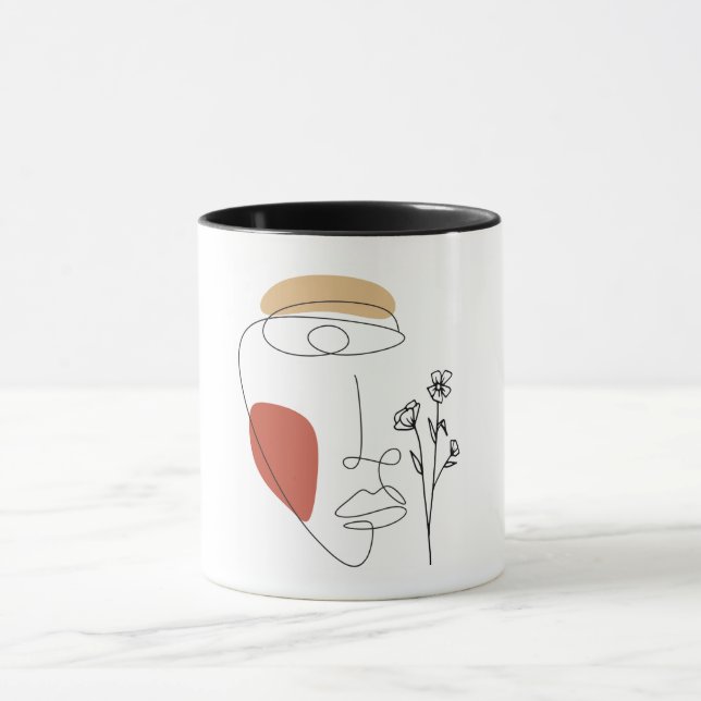Minimalist Abstract Line Art Mug  (Center)