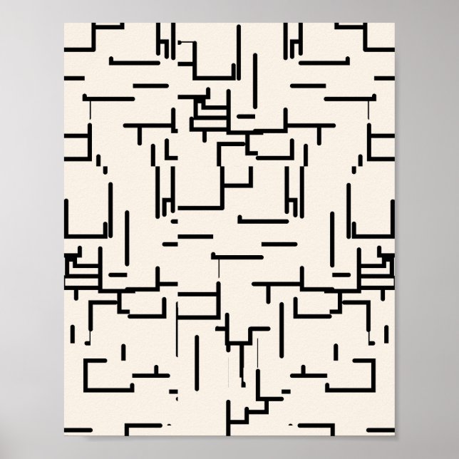 Minimalist Abstract Lines Cream White Poster (Front)