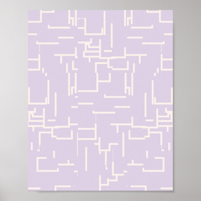 Minimalist Abstract Lines Pastel Purple Poster (Front)