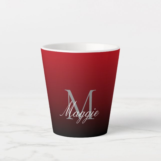 minimalist abstract marsala red burgundy maroon latte mug (Front)