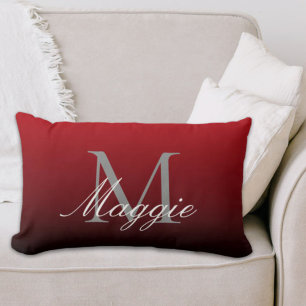 minimalist abstract marsala red burgundy maroon lumbar cushion