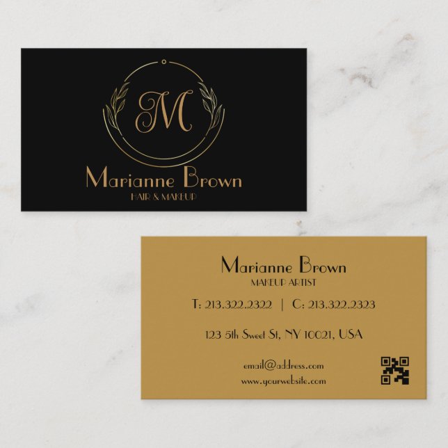 Minimalist Abstract Modern Black  Business Card (Front/Back)