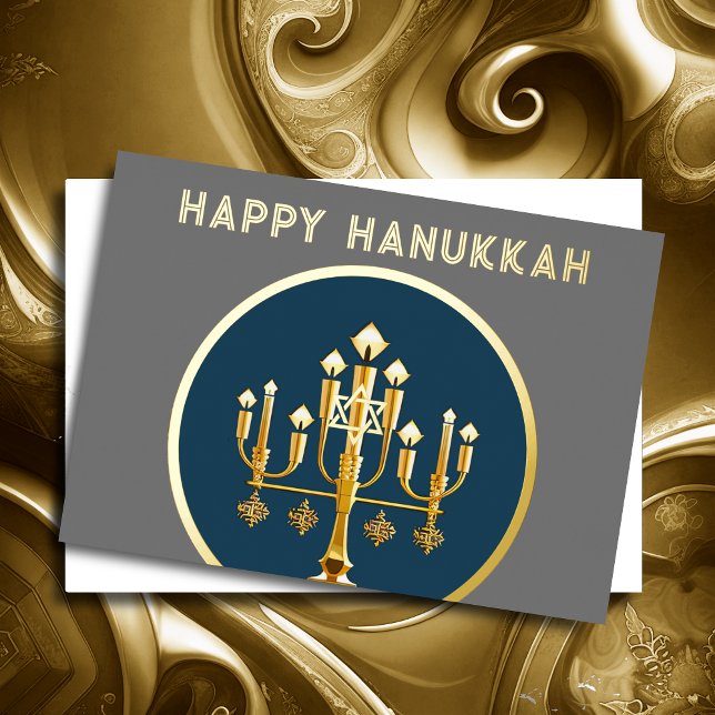 Minimalist Abstract Modern Menorah Hanukkah  Foil Holiday Card (Creator Uploaded)