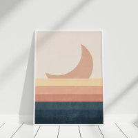 Minimalist Abstract Moon and Ocean