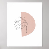 Minimalist Abstract Palm Leaf Blush Pink Art Print