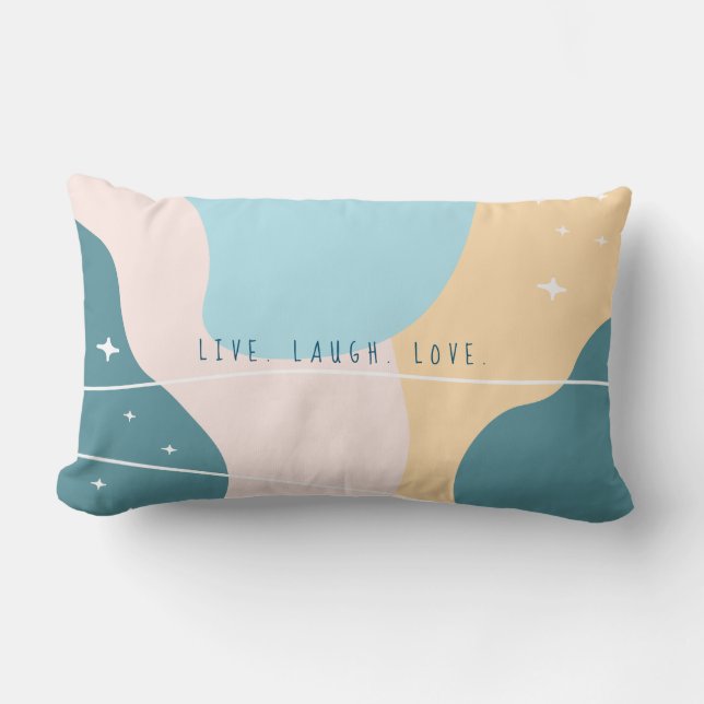 Minimalist Abstract Pastel Blue and Yellow Lumbar Cushion (Front)