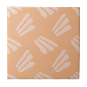 Minimalist Abstract Petal Pattern in Soft Peach To Ceramic Tile
