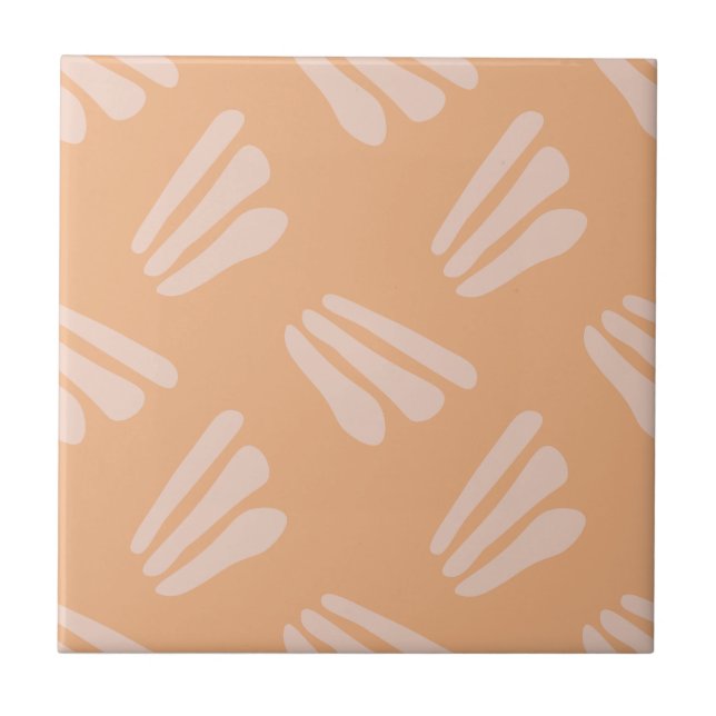 Minimalist Abstract Petal Pattern in Soft Peach To Ceramic Tile (Front)