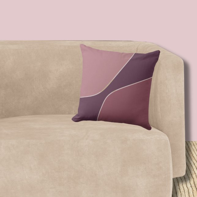 Minimalist Abstract Pink Quarter Shapes   Cushion (Organic Shaped Pattern Dark Pink Pillow)